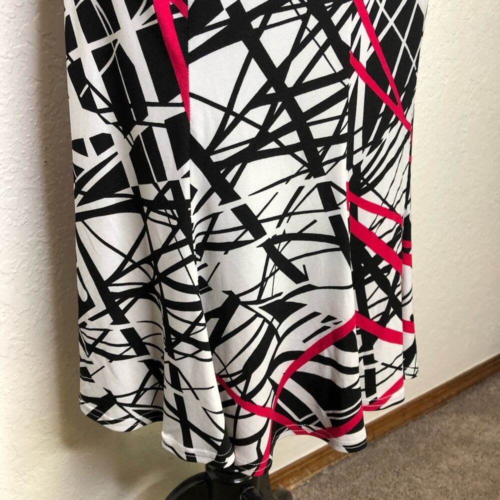 Joseph Ribkoff white black pink splatter stripe graphic midi dress size 10 - Picture 14 of 15